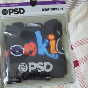 💖PSD Woman's Sports Bra - Black with Multicolor Accents